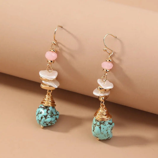 Turquoise Earrings hand-wound earrings-Jewearrings