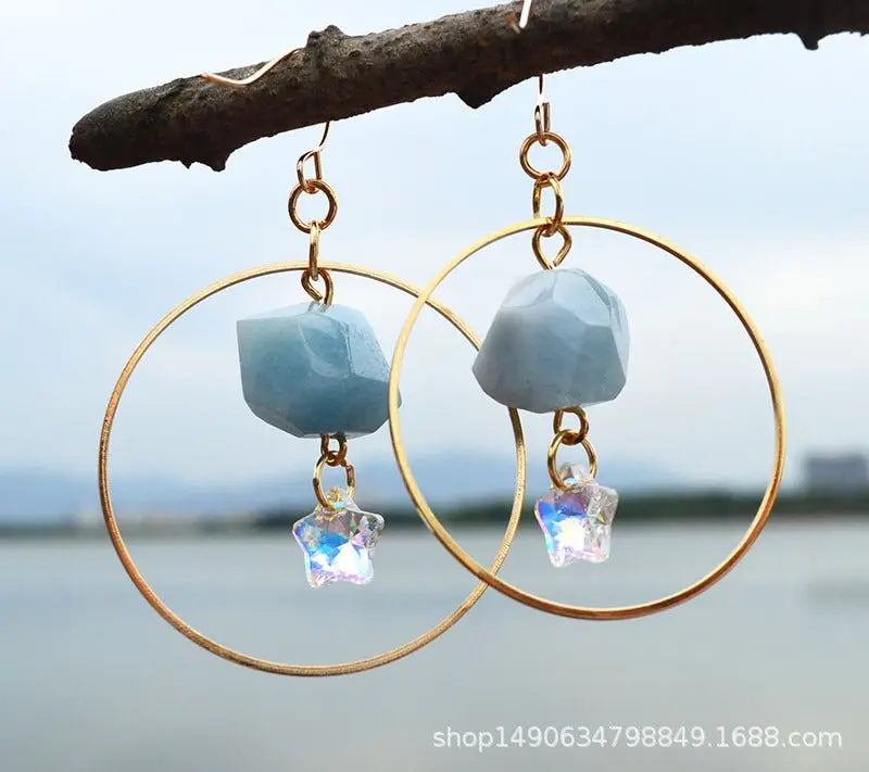 Turquoise Earrings Hexagonal Pillar Earrings-Jewearrings