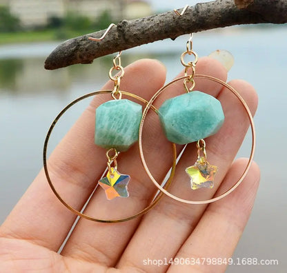 Turquoise Earrings Hexagonal Pillar Earrings-Jewearrings