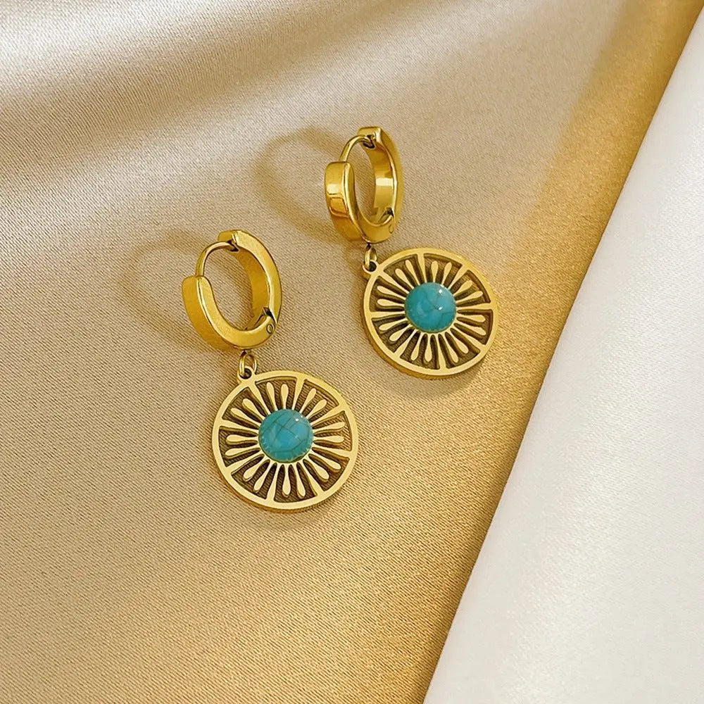 Turquoise Earrings Hollow Retro-Jewearrings