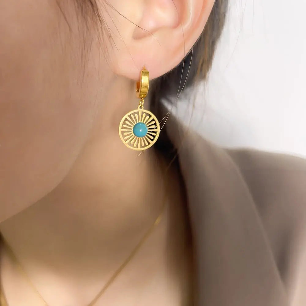 Turquoise Earrings Hollow Retro-Jewearrings