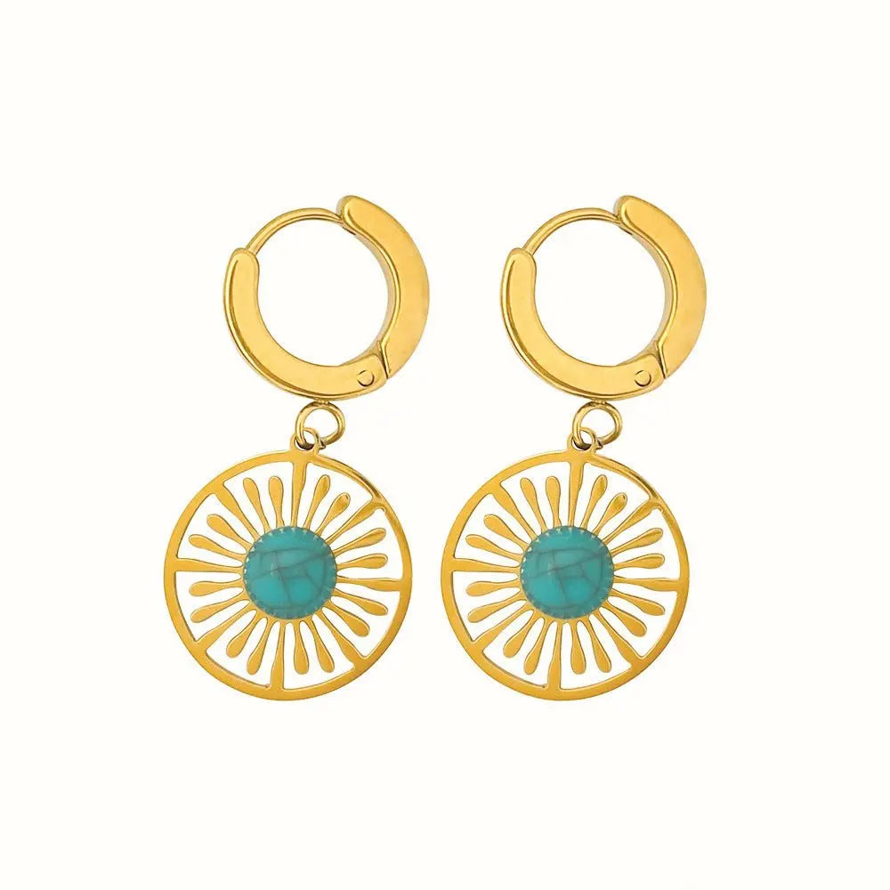 Turquoise Earrings Hollow Retro-Jewearrings