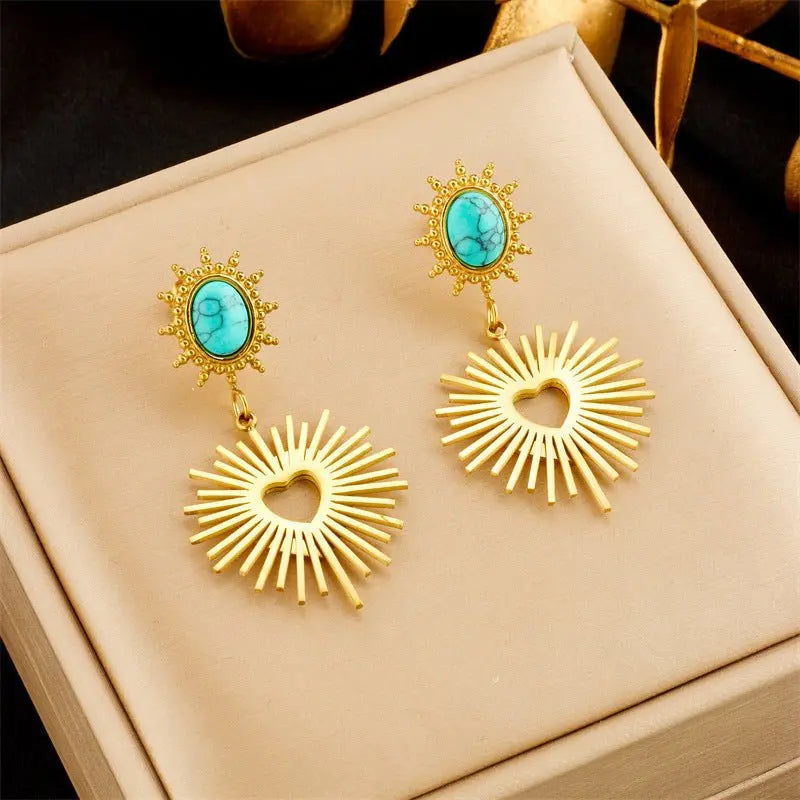 Turquoise Earrings Irregular Earrings-Jewearrings