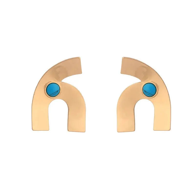 Turquoise Earrings Letter Stud-Jewearrings