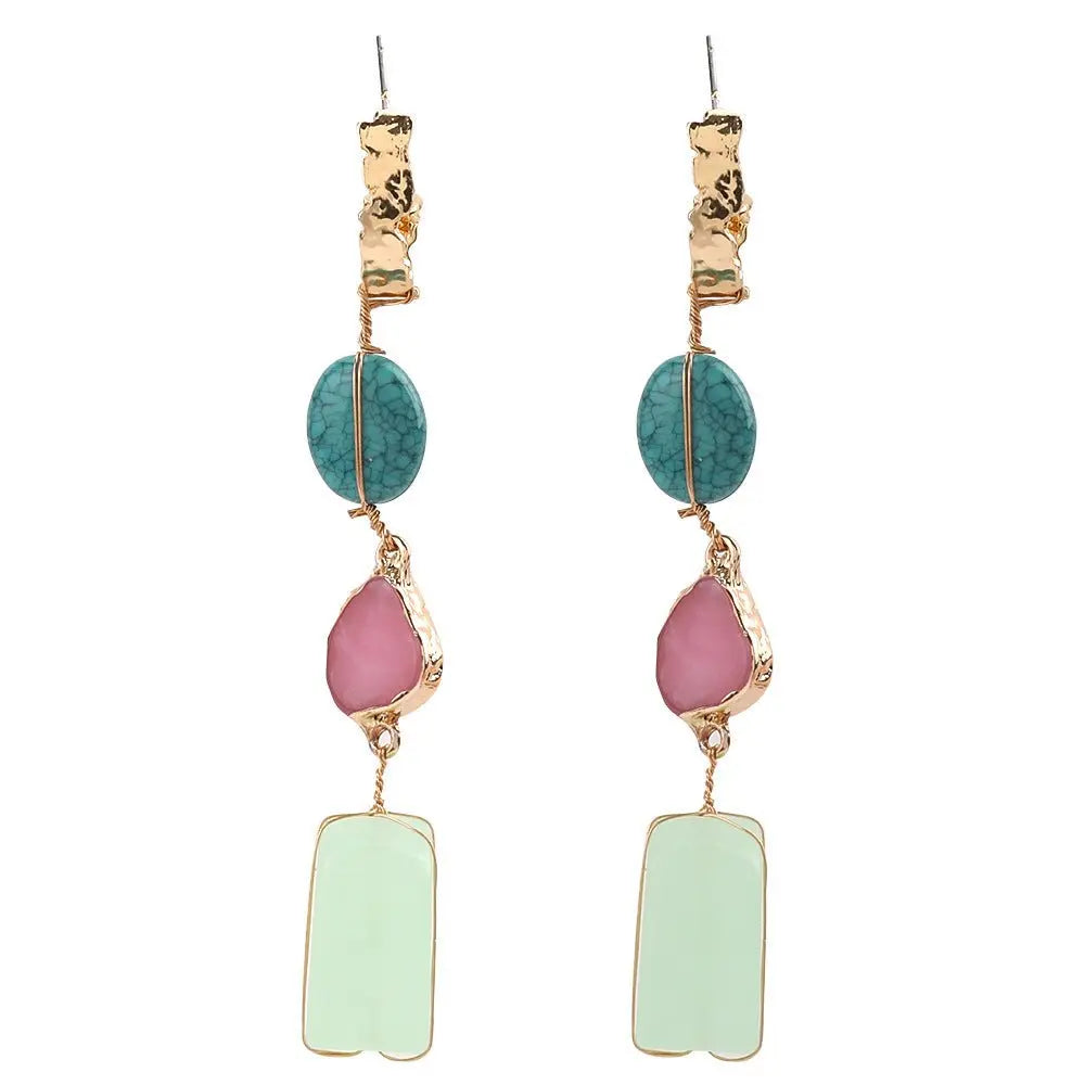 Turquoise Earrings Long Gold-Jewearrings