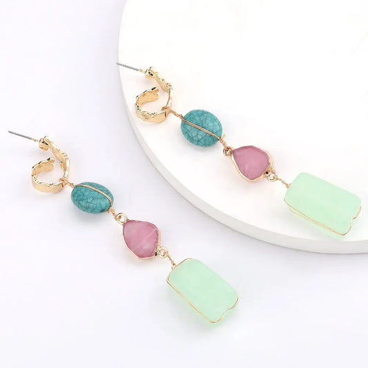 Turquoise Earrings Long Gold-Jewearrings