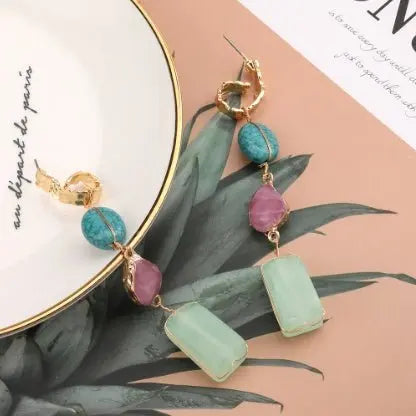 Turquoise Earrings Long Gold-Jewearrings