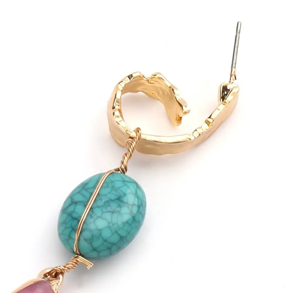 Turquoise Earrings Long Gold-Jewearrings