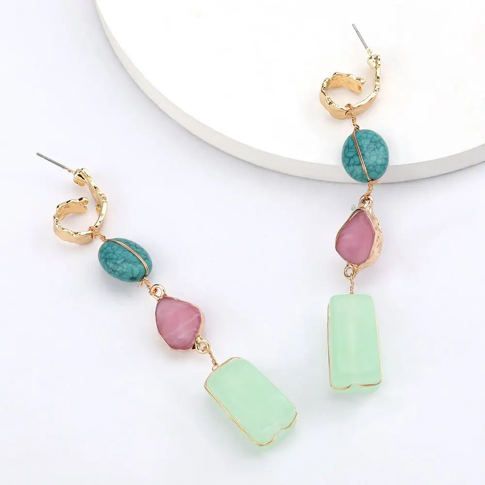 Turquoise Earrings Long Gold-Jewearrings