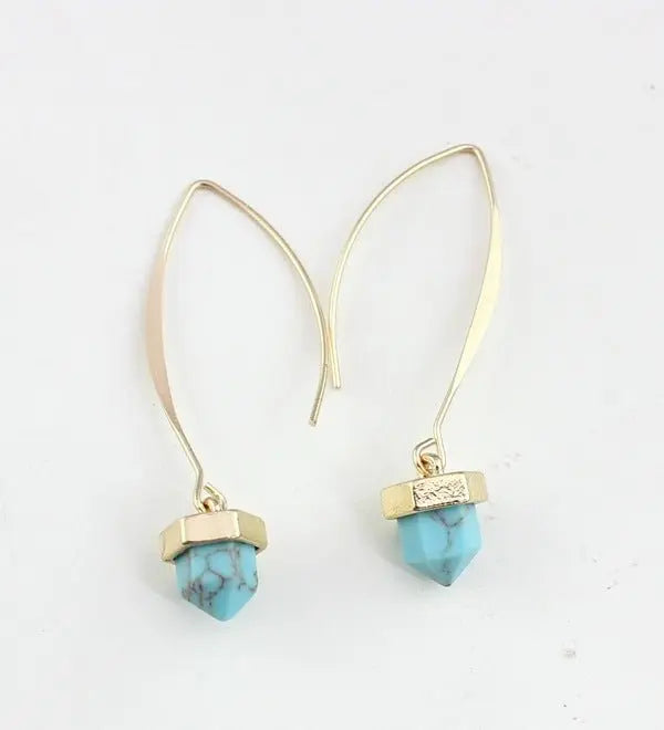 Turquoise Earrings: Long Hook Style-Jewearrings