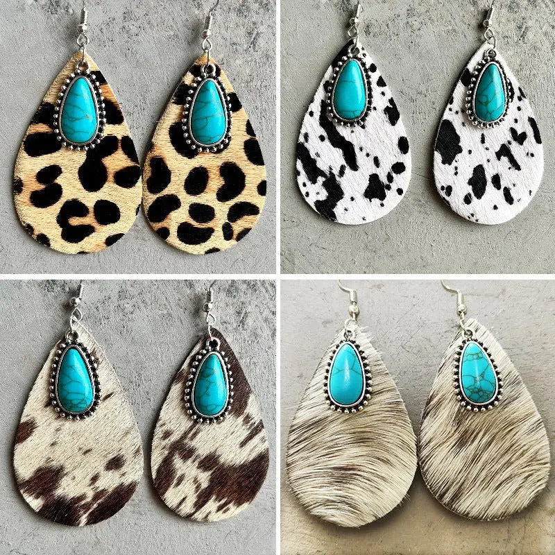 Turquoise Earrings Metal Earrings-Jewearrings