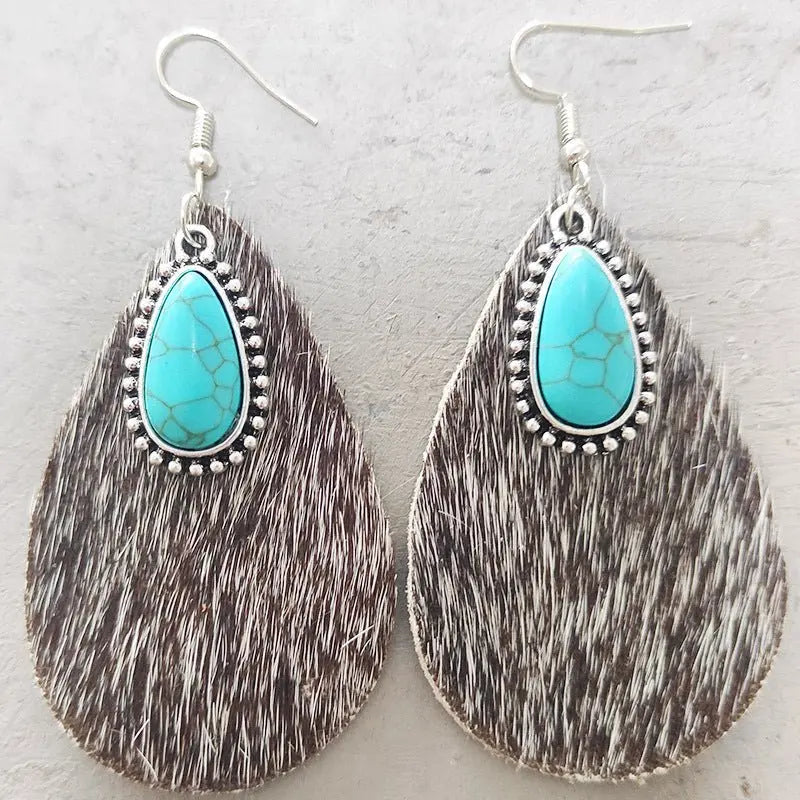 Turquoise Earrings Metal Earrings-Jewearrings