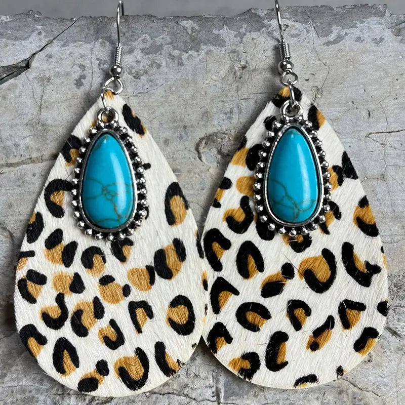 Turquoise Earrings Metal Earrings-Jewearrings