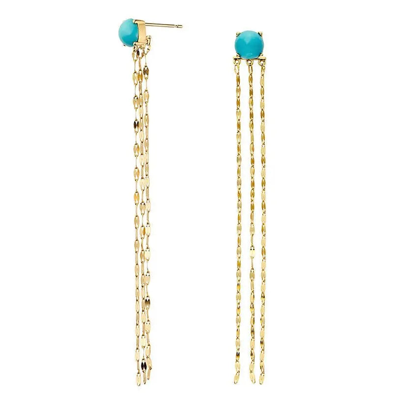 Turquoise Earrings - Natural Tassel-Jewearrings