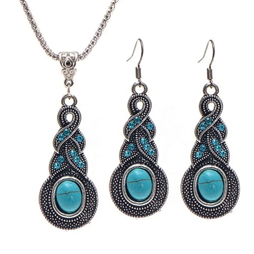 Turquoise Earrings Necklace-Jewearrings