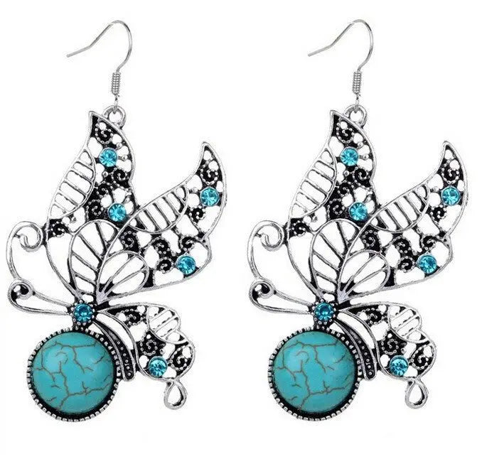 Turquoise Earrings Necklace Retro-Jewearrings