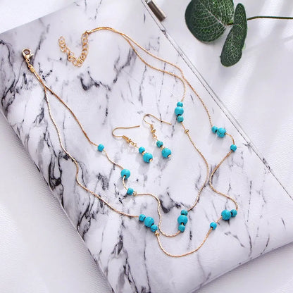 Turquoise Earrings: Necklace Set-Jewearrings