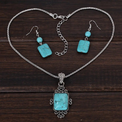 Turquoise Earrings & Necklace Set-Jewearrings