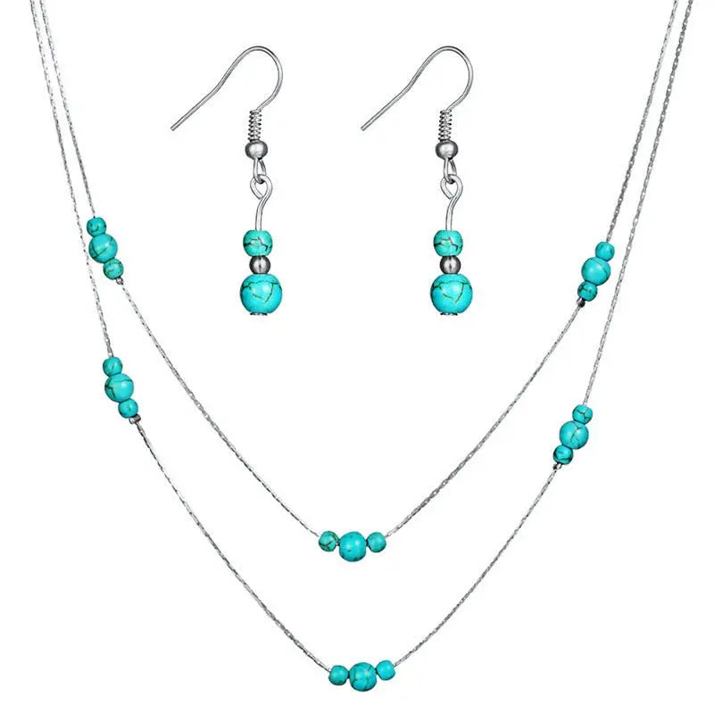 Turquoise Earrings: Necklace Set-Jewearrings