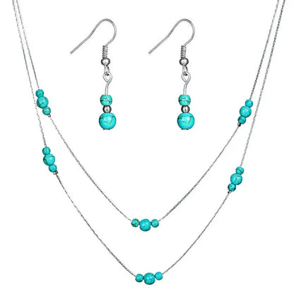 Turquoise Earrings: Necklace Set-Jewearrings