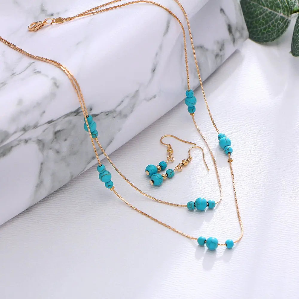 Turquoise Earrings: Necklace Set-Jewearrings