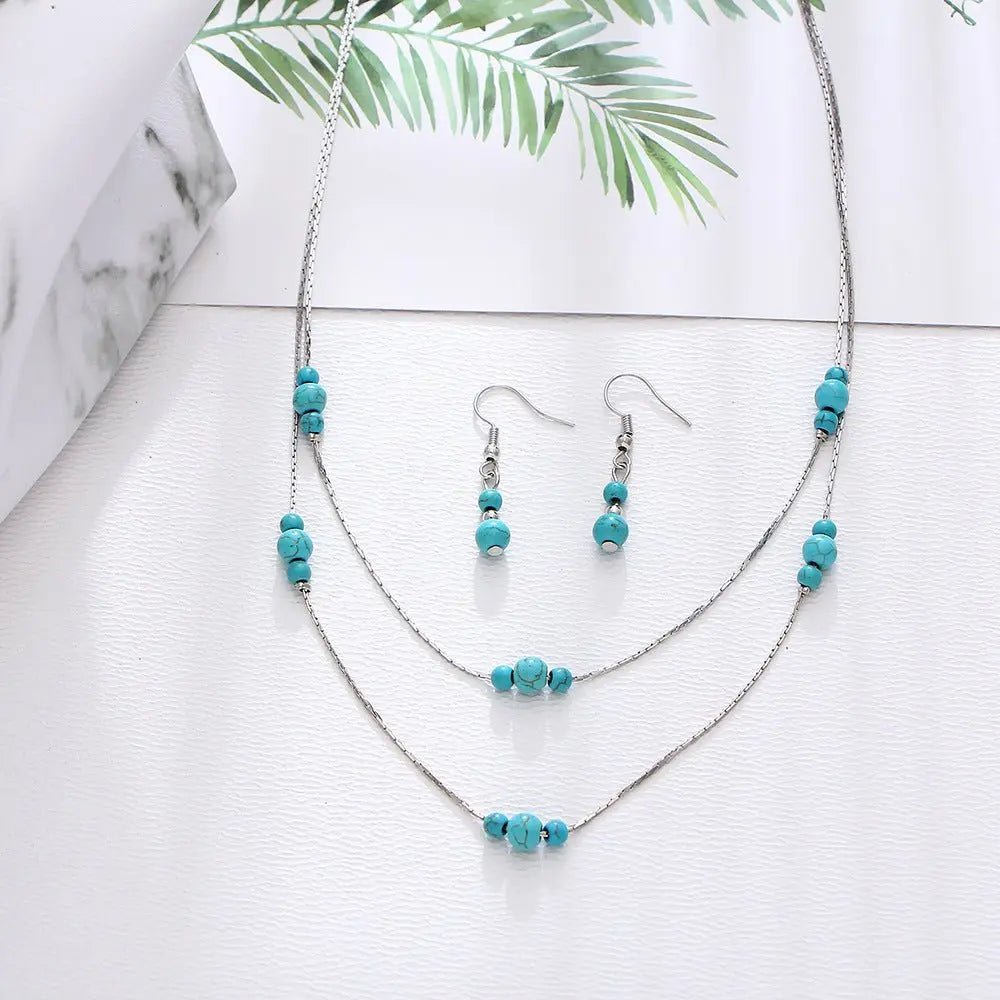 Turquoise Earrings: Necklace Set-Jewearrings