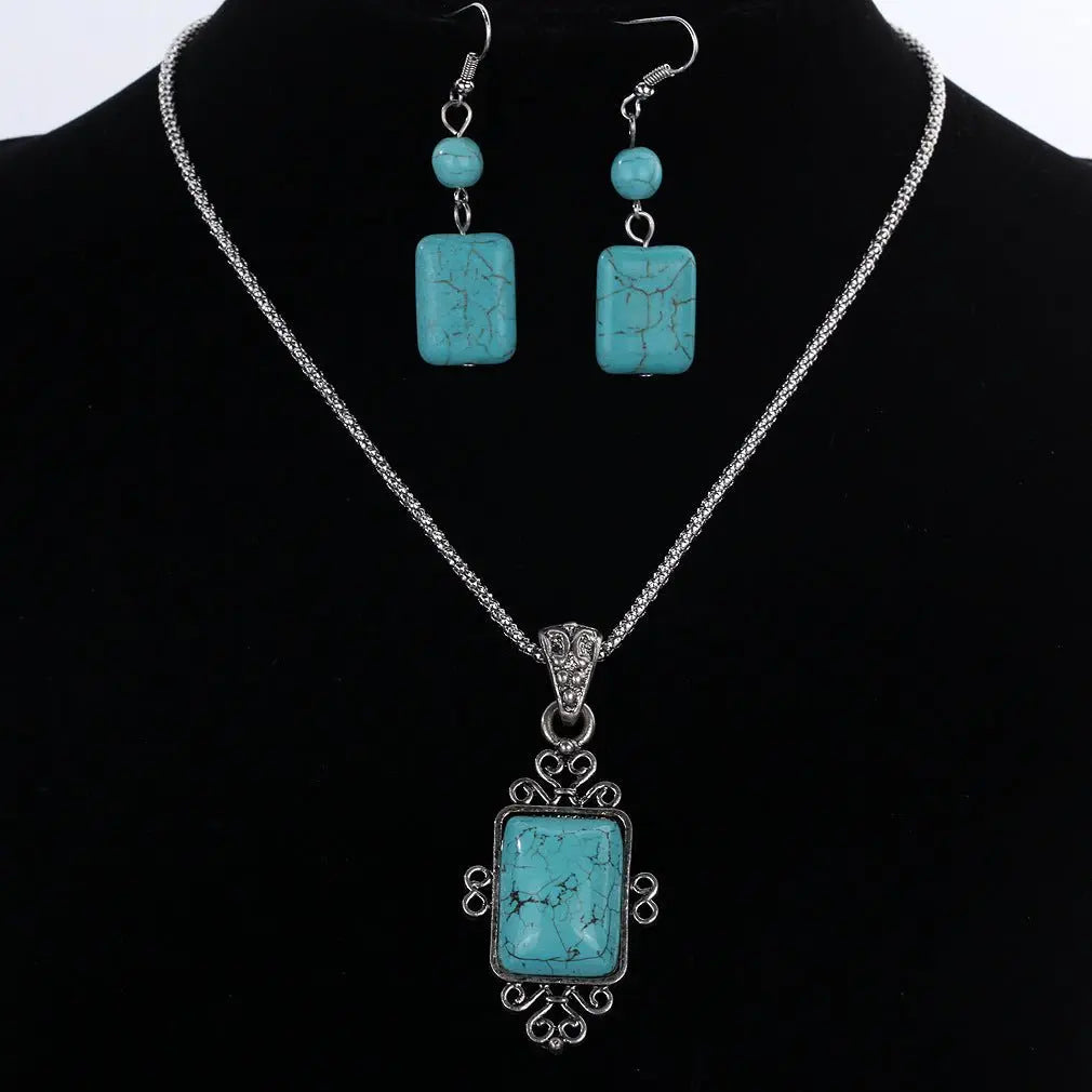 Turquoise Earrings & Necklace Set-Jewearrings