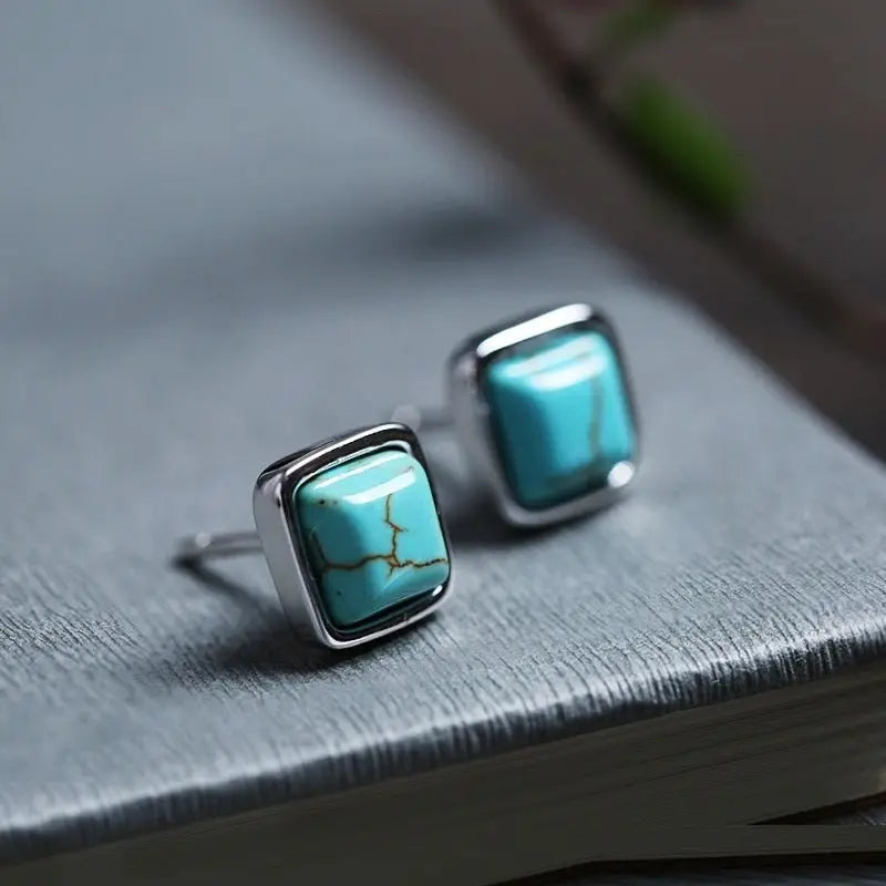 Turquoise Earrings Niche Literary Fashion Earrings-Jewearrings