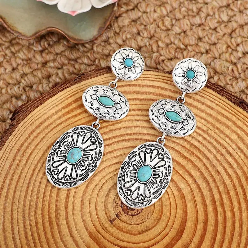 Turquoise Earrings Oval Earrings-Jewearrings