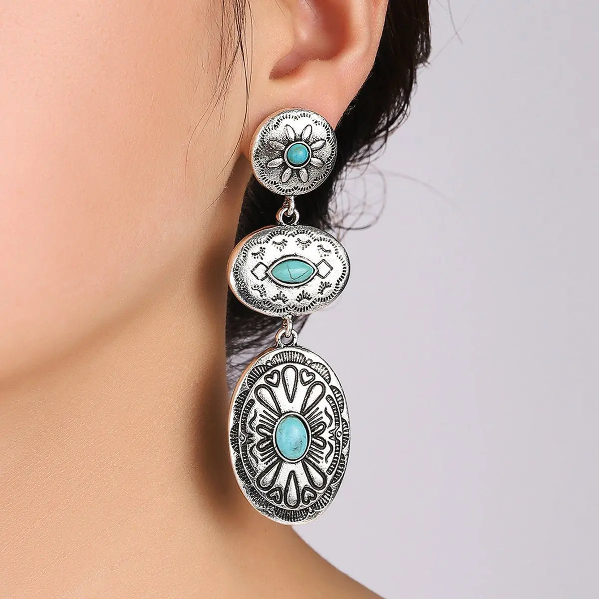 Turquoise Earrings Oval Earrings-Jewearrings