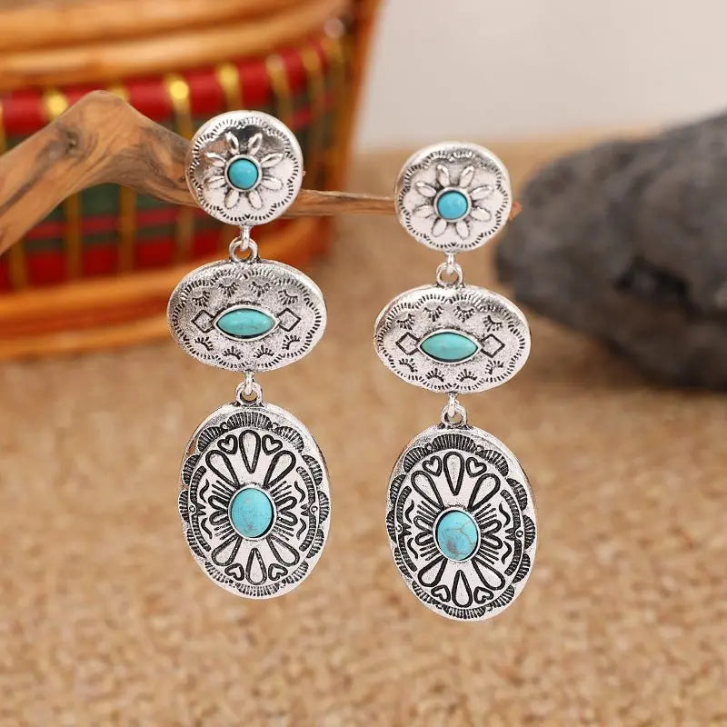 Turquoise Earrings Oval Earrings-Jewearrings