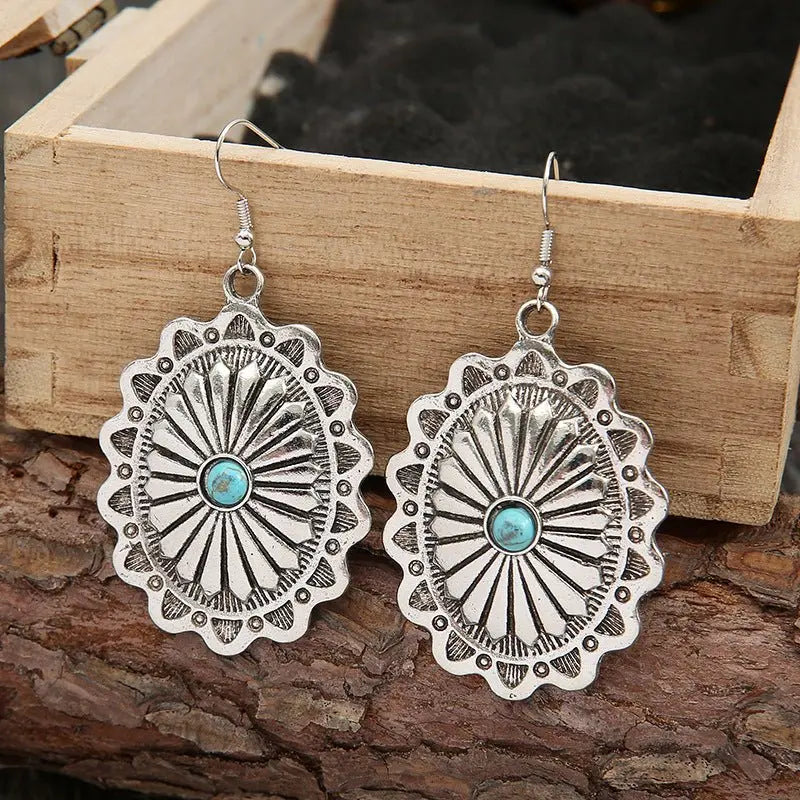 Turquoise Earrings Oval Earrings-Jewearrings