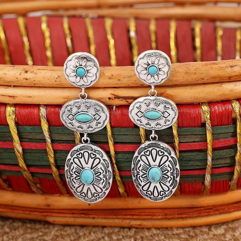 Turquoise Earrings Oval Earrings-Jewearrings