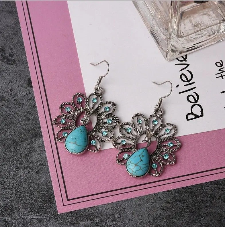 Turquoise Earrings Peacock-Jewearrings