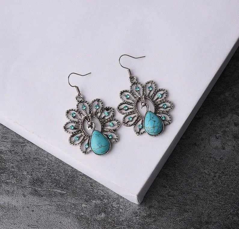 Turquoise Earrings Peacock-Jewearrings