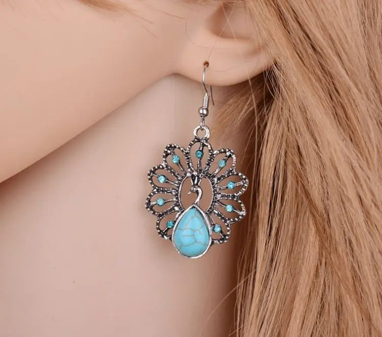 Turquoise Earrings Peacock Earrings-Jewearrings