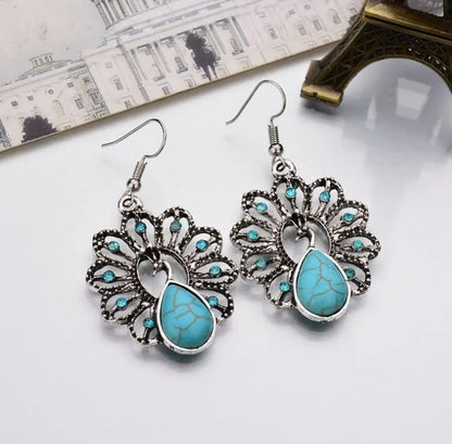 Turquoise Earrings Peacock Earrings-Jewearrings