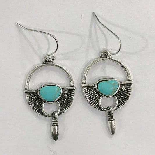 Turquoise Earrings Retro Long Female-Jewearrings