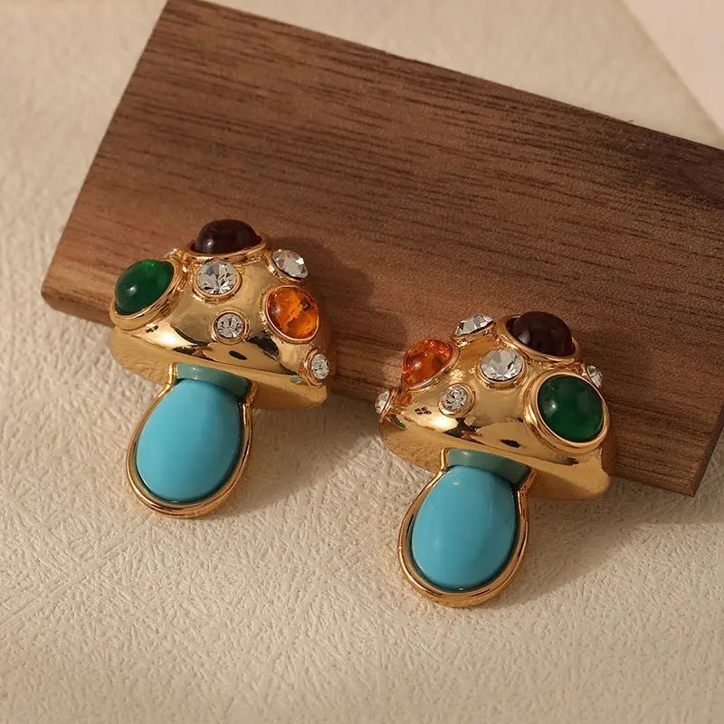 Turquoise Earrings - Retro Mushroom-Jewearrings