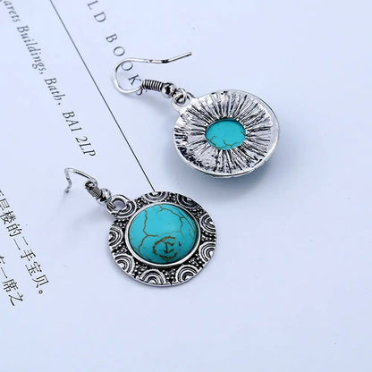 Turquoise Earrings Retro Round-Jewearrings