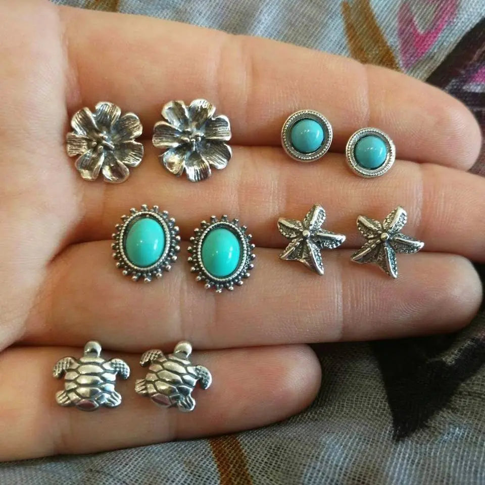 Turquoise Earrings: Retro Set-Jewearrings