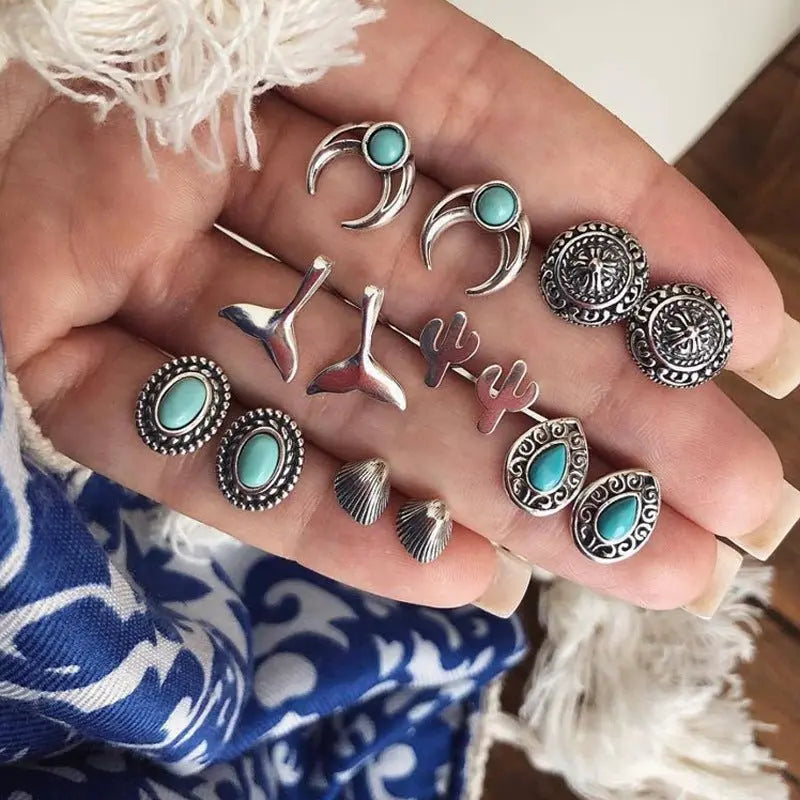 Turquoise Earrings: Retro Set-Jewearrings