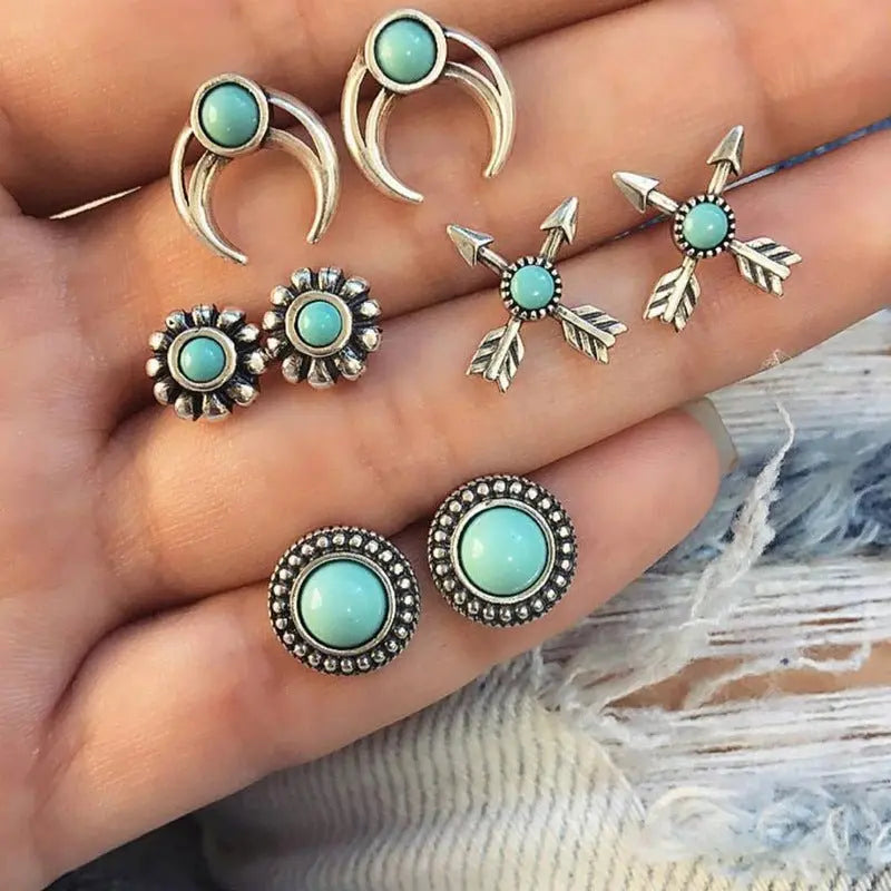 Turquoise Earrings: Retro Set-Jewearrings