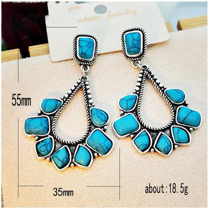 Turquoise Earrings Ruili Silver Plated-Jewearrings