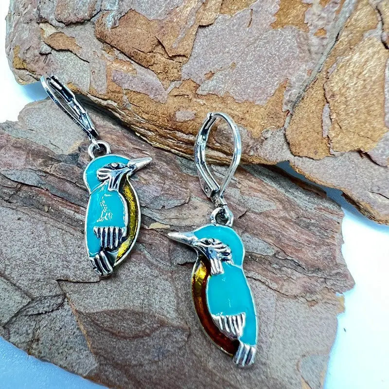 Turquoise Earrings Silver Bird Earrings-Jewearrings