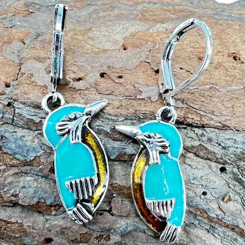 Turquoise Earrings Silver Bird Earrings-Jewearrings