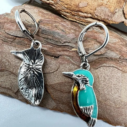 Turquoise Earrings Silver Bird Earrings-Jewearrings