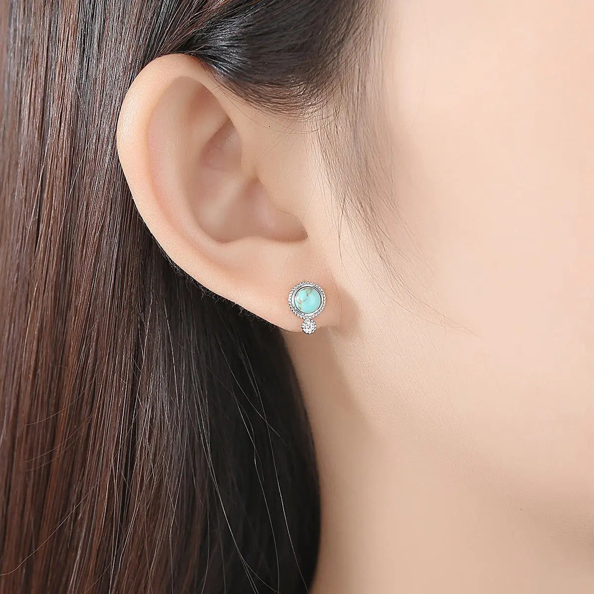 Turquoise Earrings Small Retro Studs-Jewearrings