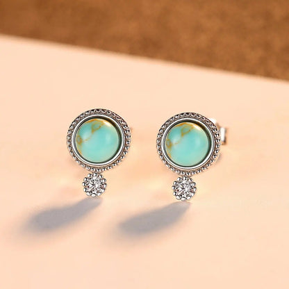 Turquoise Earrings Small Retro Studs-Jewearrings