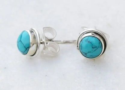 Turquoise Earrings Small Stud Sterling-Jewearrings